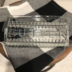 Vintage Farmhouse Glass BUTTER Lid & Dish